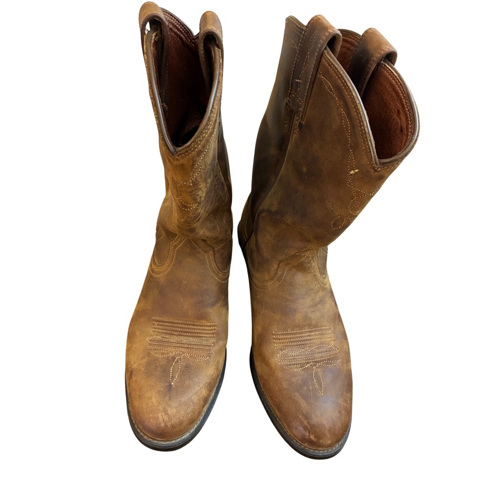 Ariat Vintage Brown Leather Western Cowboy Boots Pull On Dingo Style